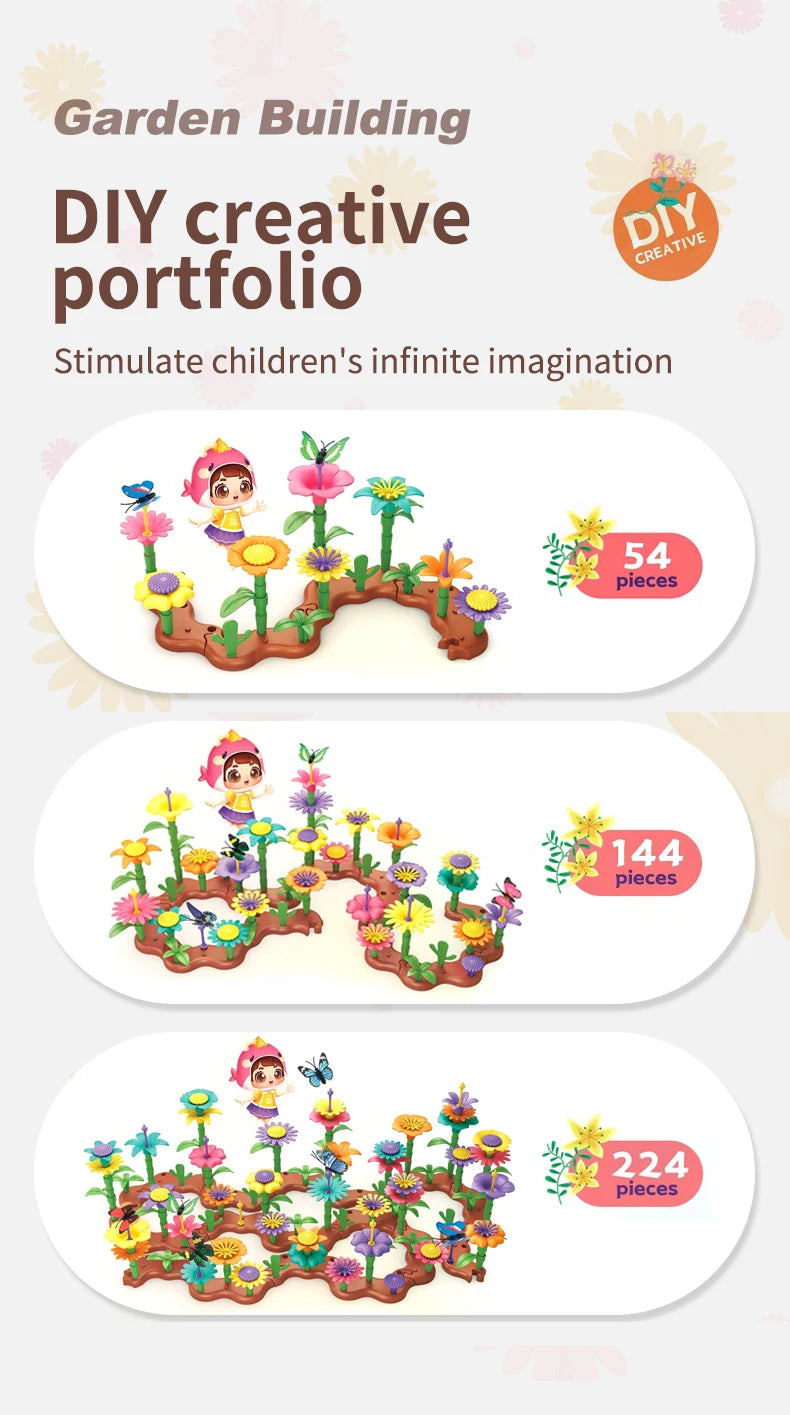 Grow Their Imagination with STEM Educational Flower Garden Building Toy - Perfect Gift for 3-7 Year Old Boys & Girls!
