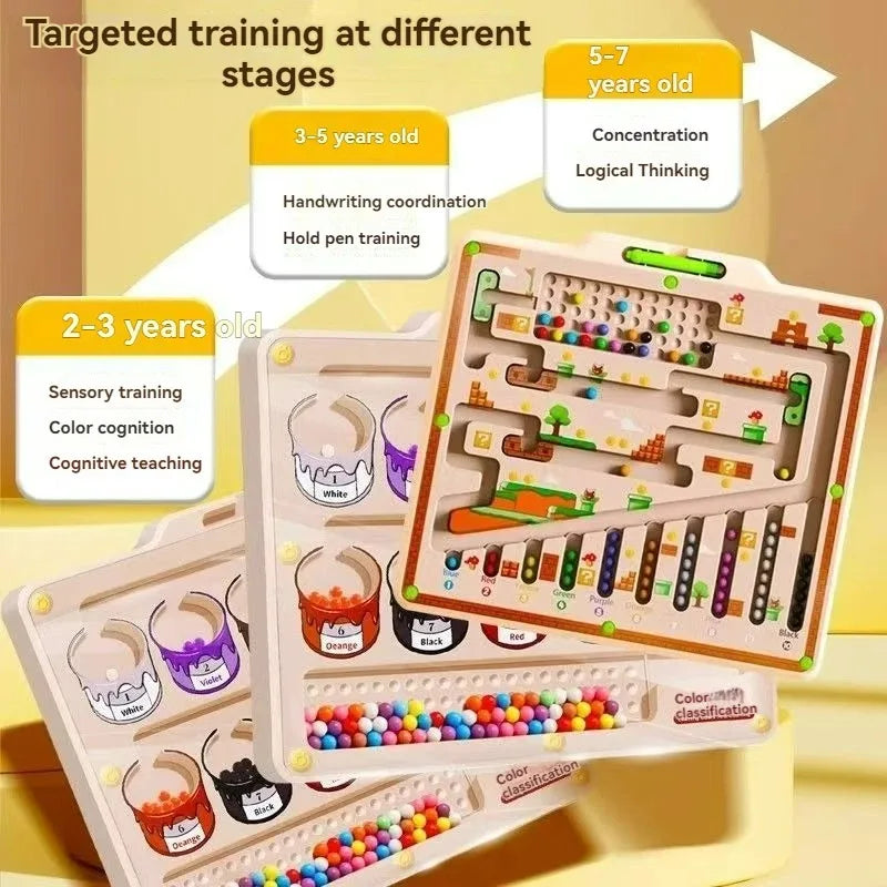Magnetic Maze 2-in-1 STEM Toy for Ages 3-6, Develops Fine Motor Skills & Concentration