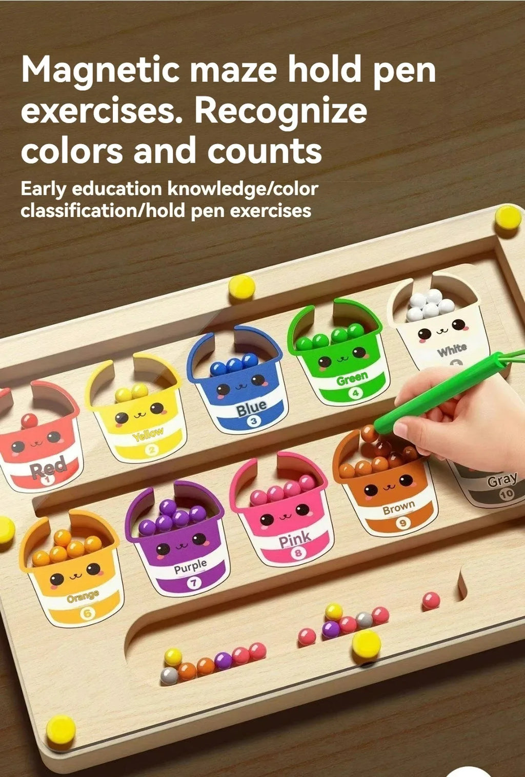 Magnetic Maze 2-in-1 STEM Toy for Ages 3-6, Develops Fine Motor Skills & Concentration
